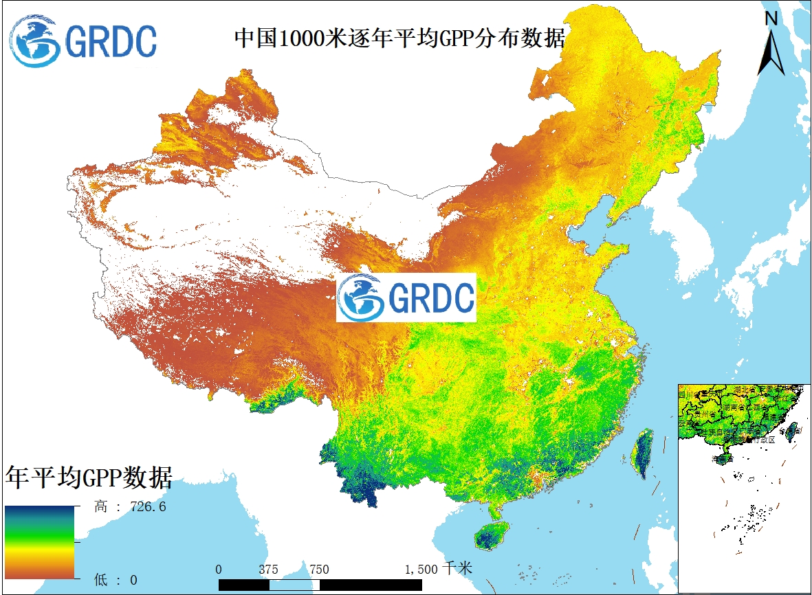 2000-2022年中国1000米分辨率逐年平均GPP数据集