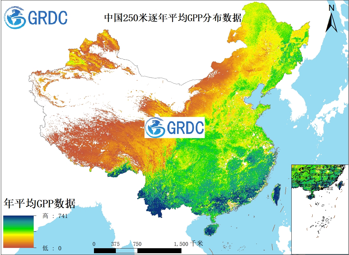 2000-2022年中国250米分辨率逐年平均GPP数据集