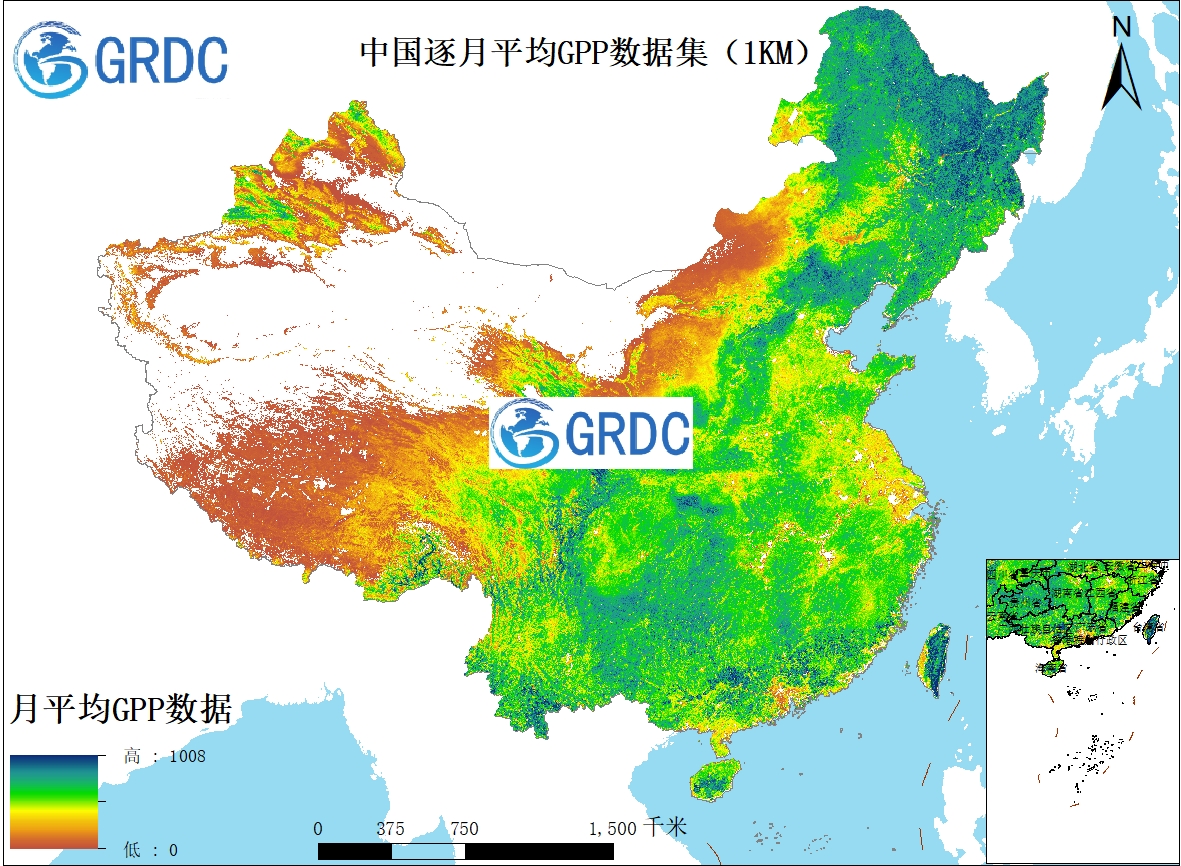 2000-2022年中国1000米分辨率逐月平均GPP数据集