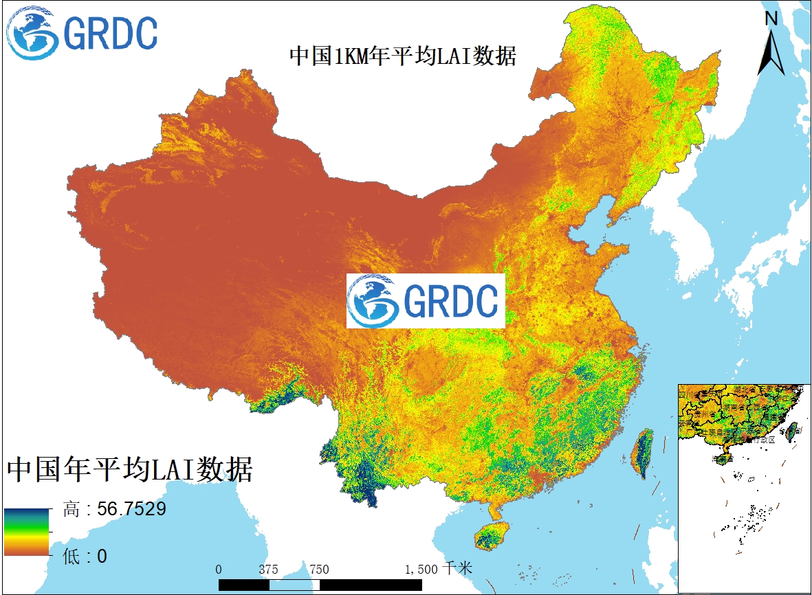 2000-2022年中国1000米分辨率逐年平均LAI数据集
