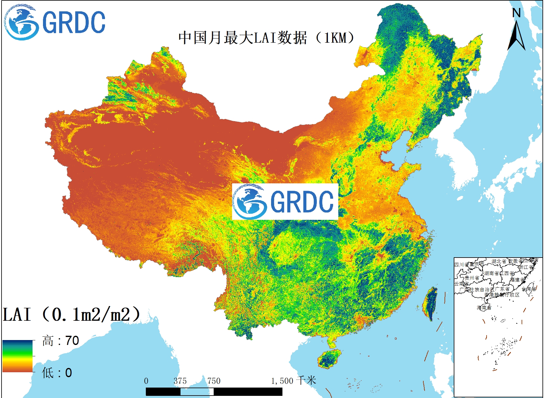 2000-2022年中国1000米分辨率逐月最大LAI数据集