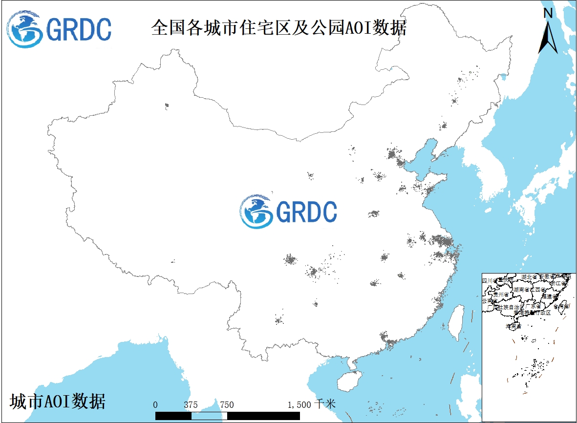 全国各城市住宅区及公园AOI数据（2023）