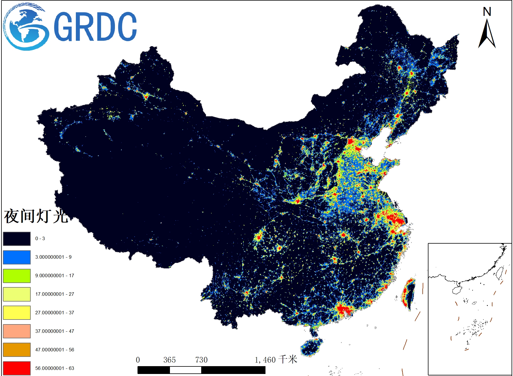 DMSP全国逐年夜间灯光数据1992-2013