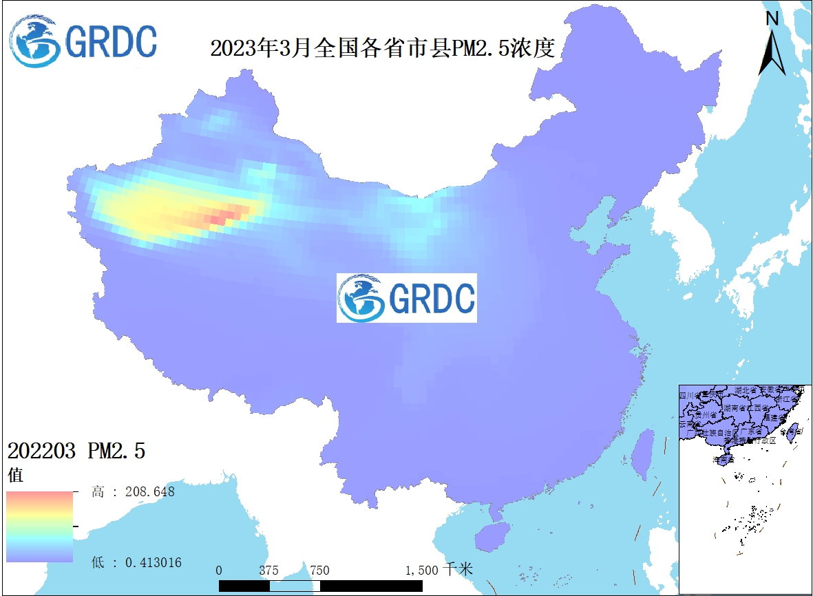 全国各省市县PM2.5浓度数据集