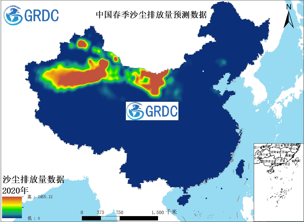 中国春季沙尘排放量预测数据