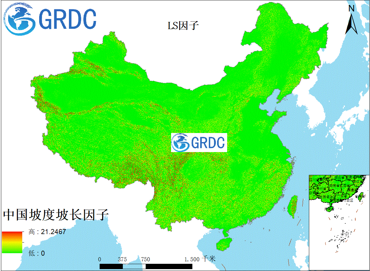 中国250米坡长坡度（LS）因子数据集