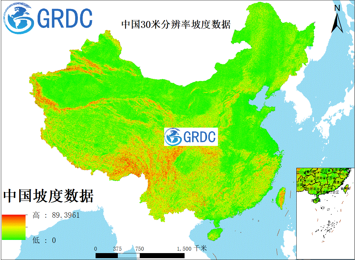 中国30米坡度数据集