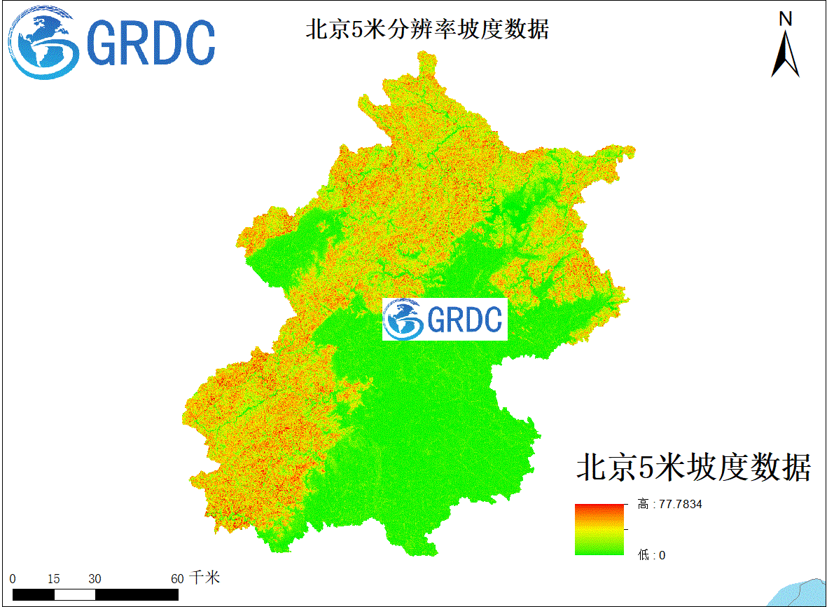 中国5米分辨率坡度数据