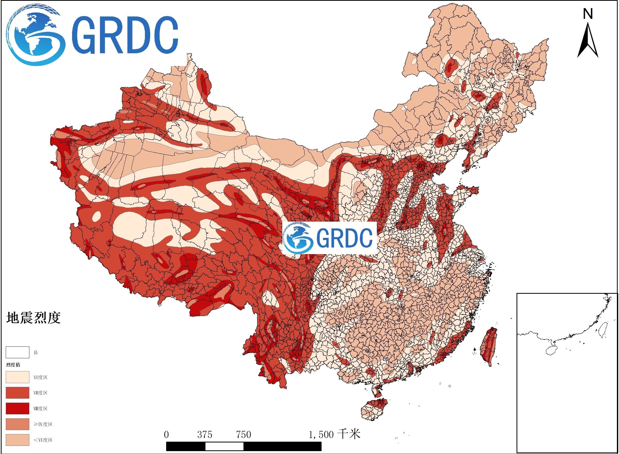 中国地震烈度空间分布数据
