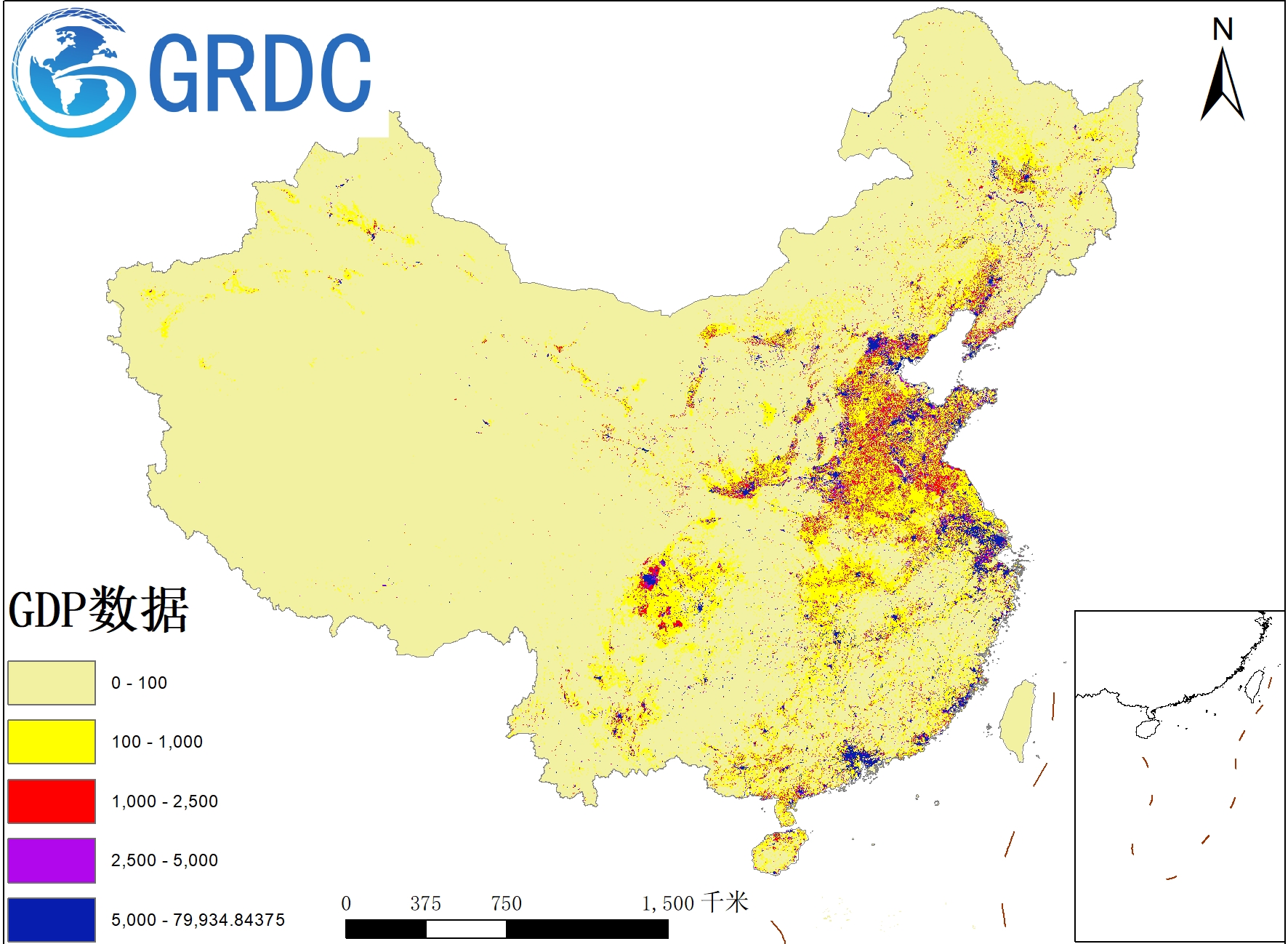 中国公里网格GDP分布数据集