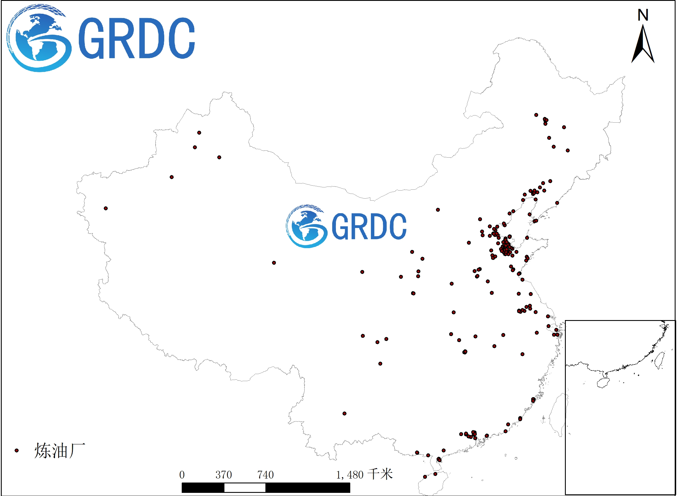 中国炼油厂空间分布数据