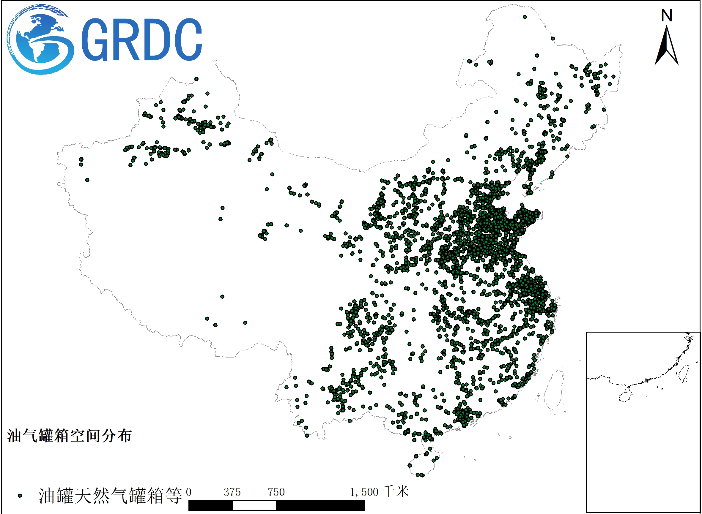 中国油气罐箱分布点数据