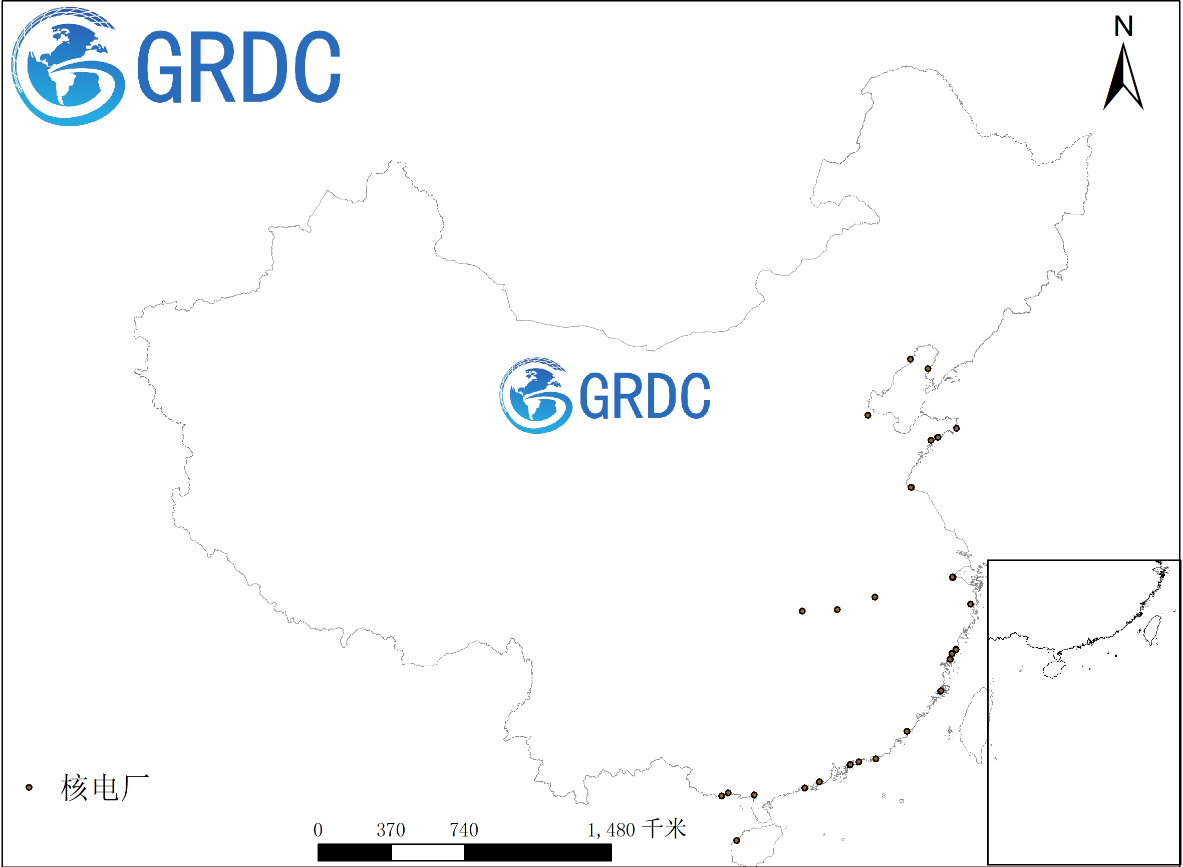 中国核电厂空间分布