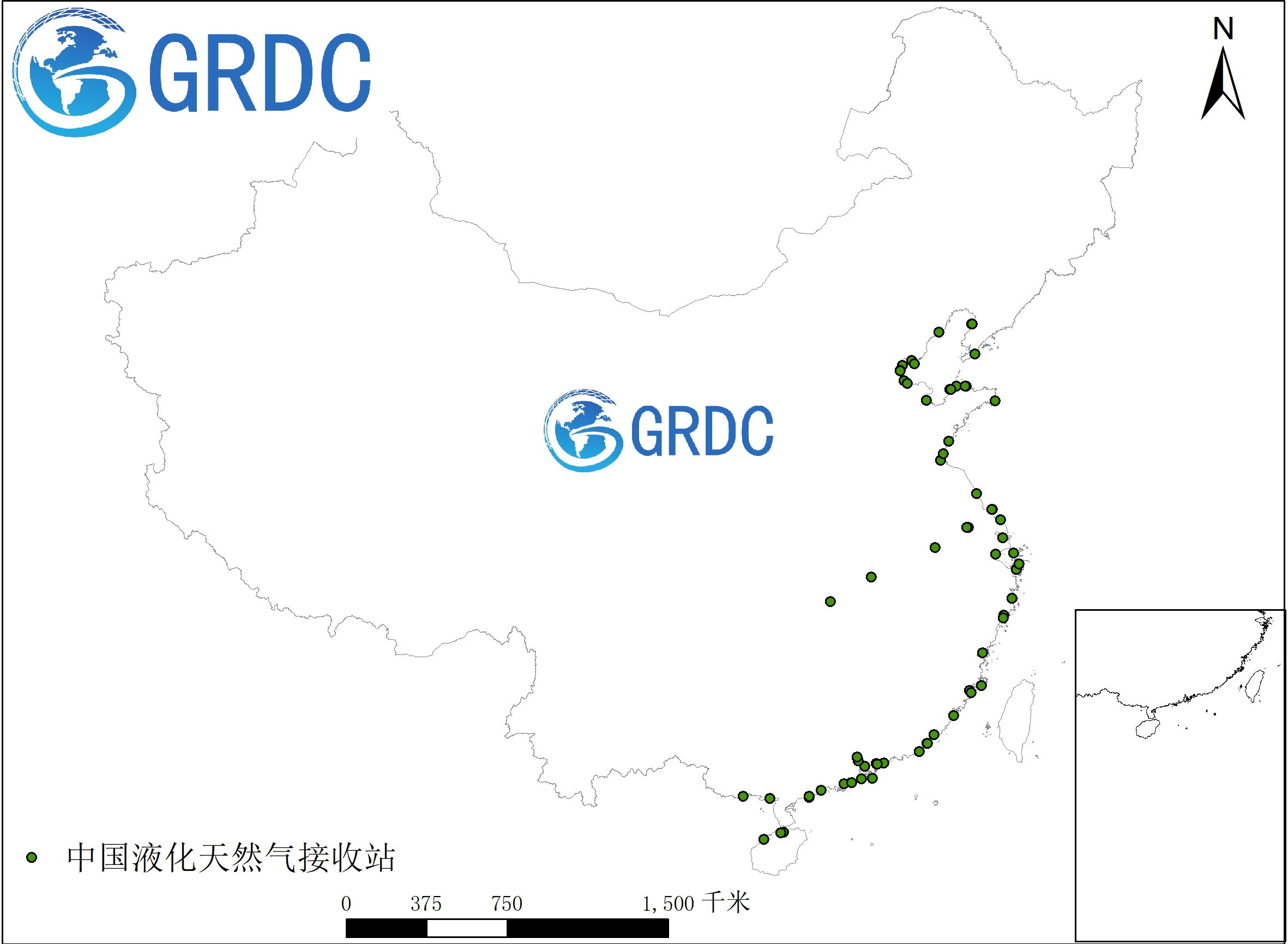 中国液化天然气接收站空间分布数据
