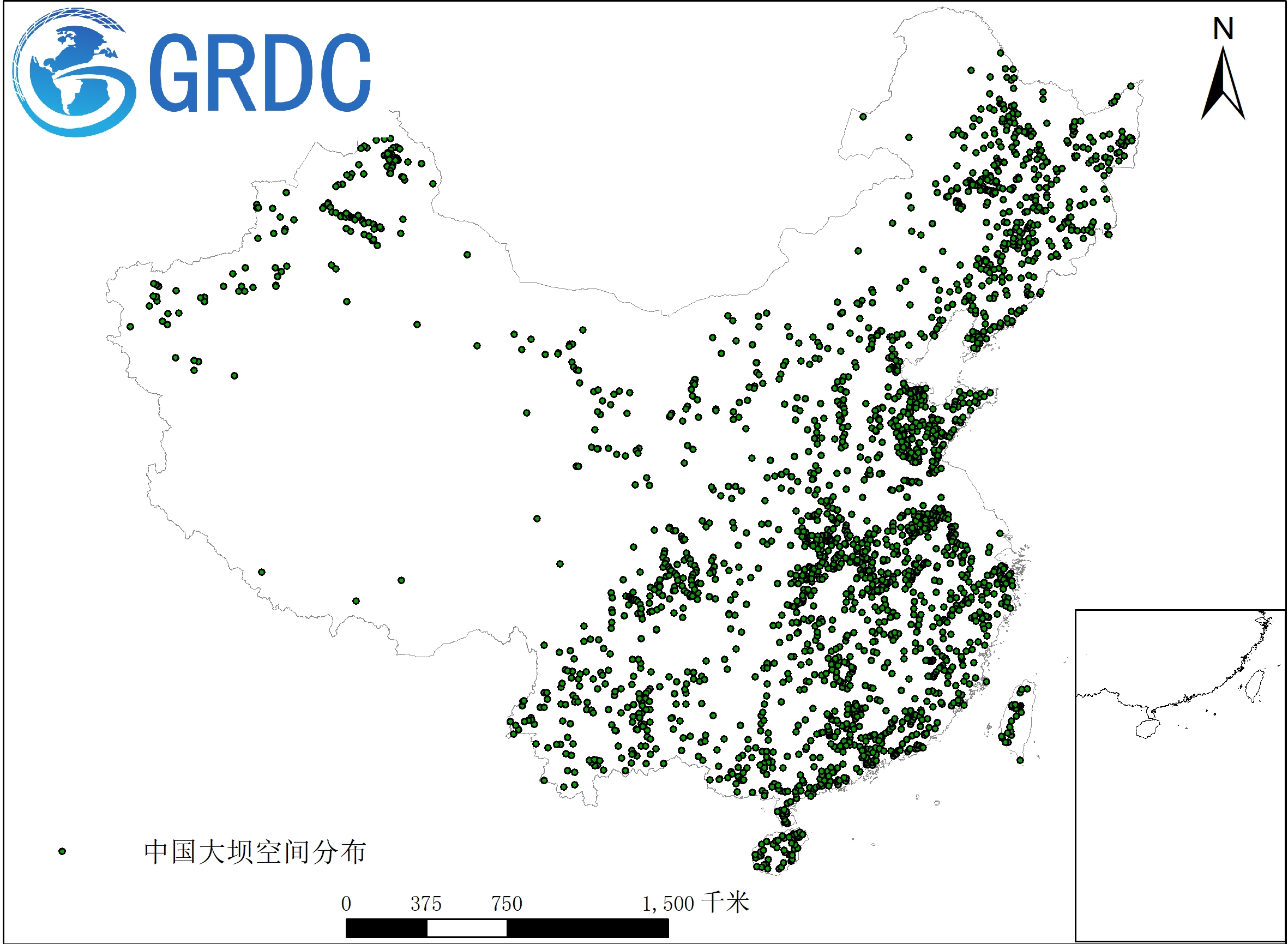 中国大坝空间分布