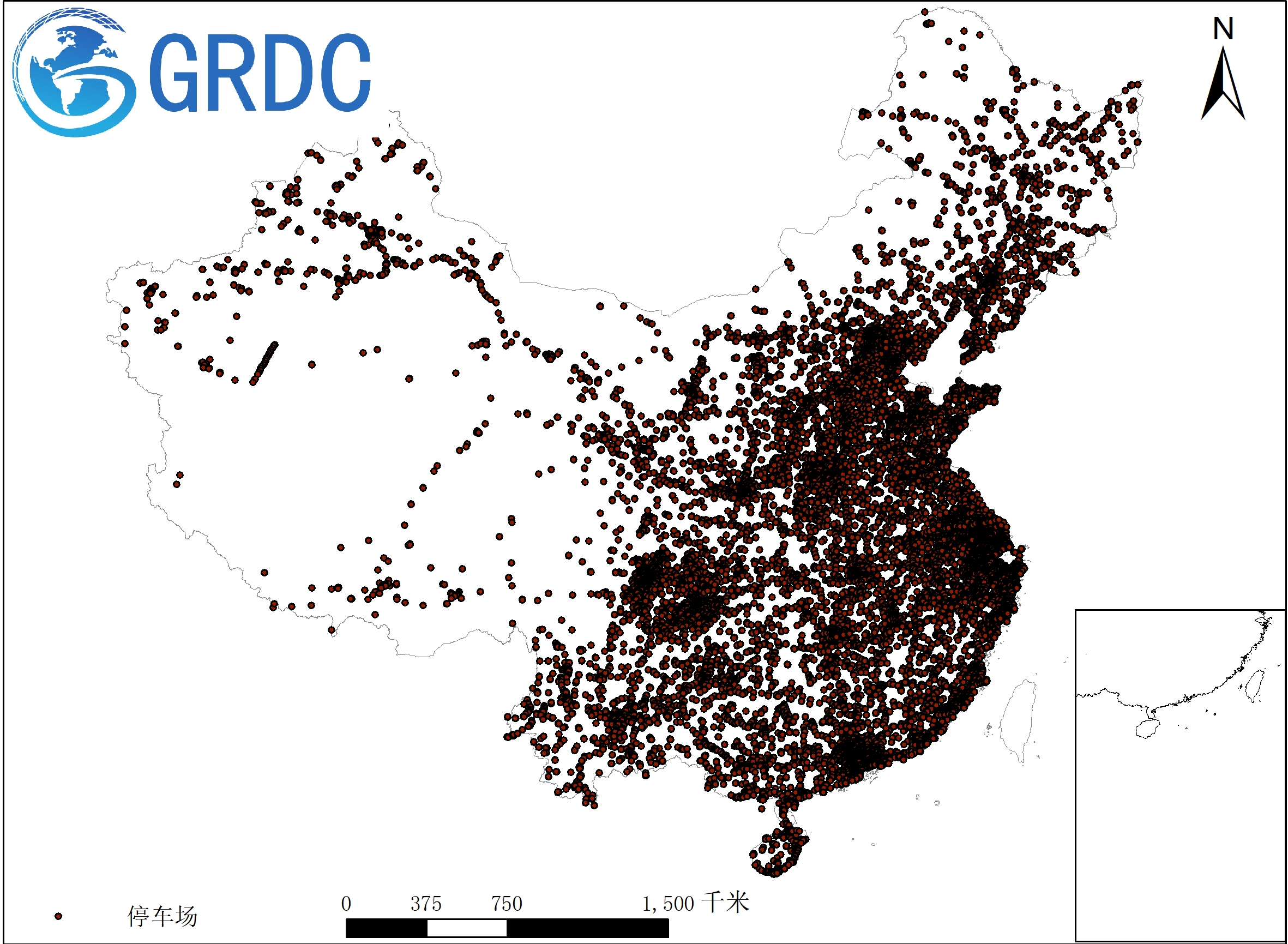 中国停车场空间分布数据