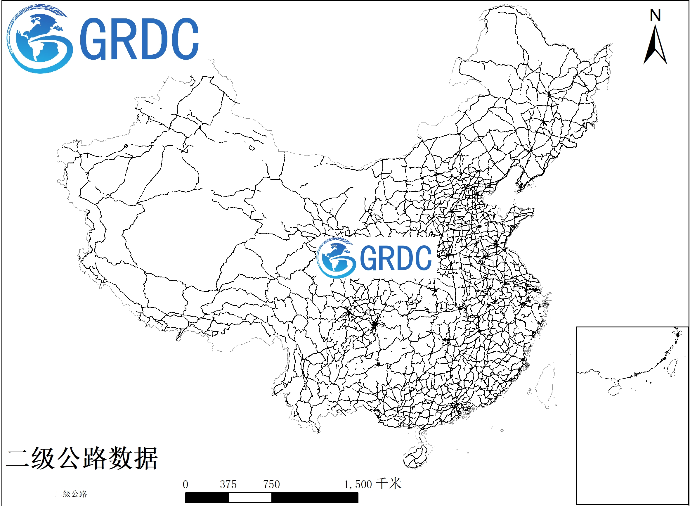 城市二级道路分布数据