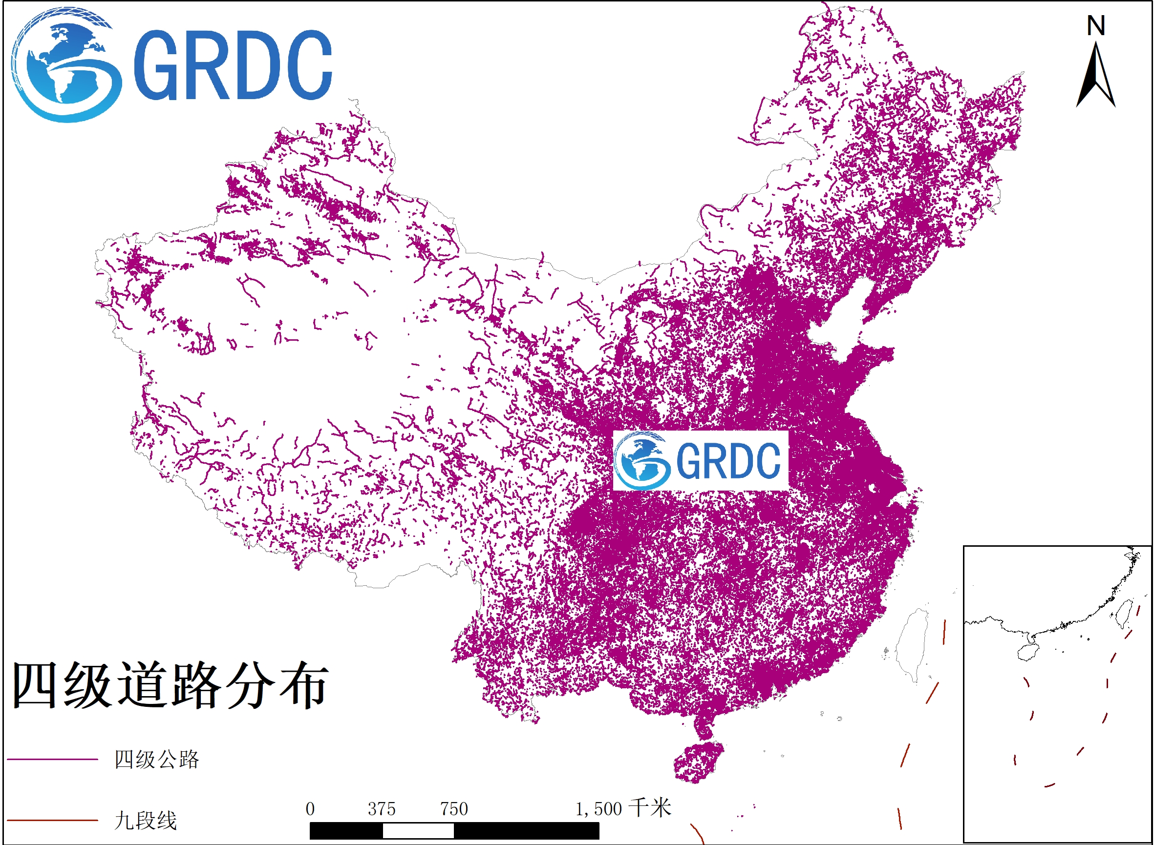 城市四级道路分布