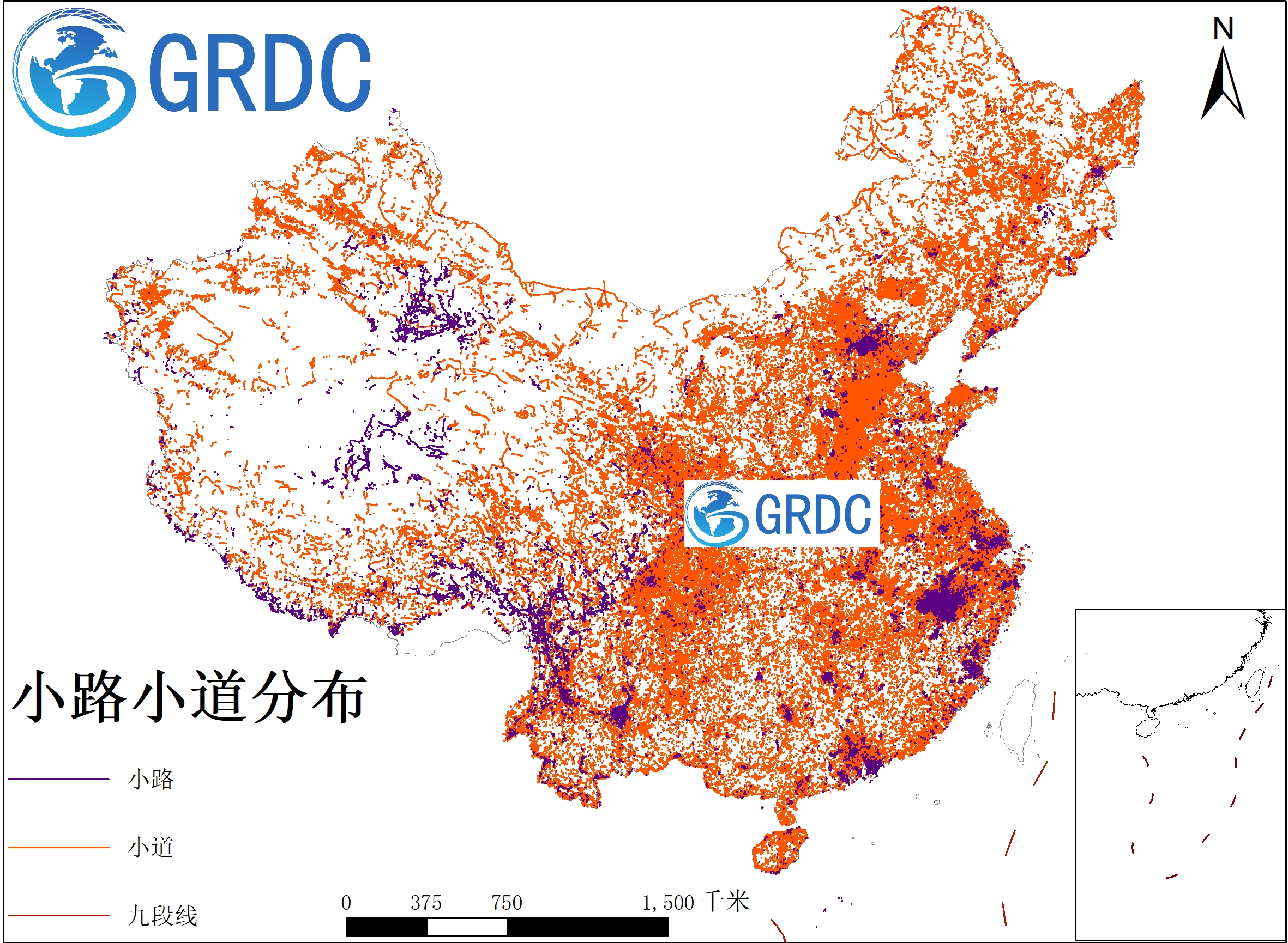 全球小道小路空间分布