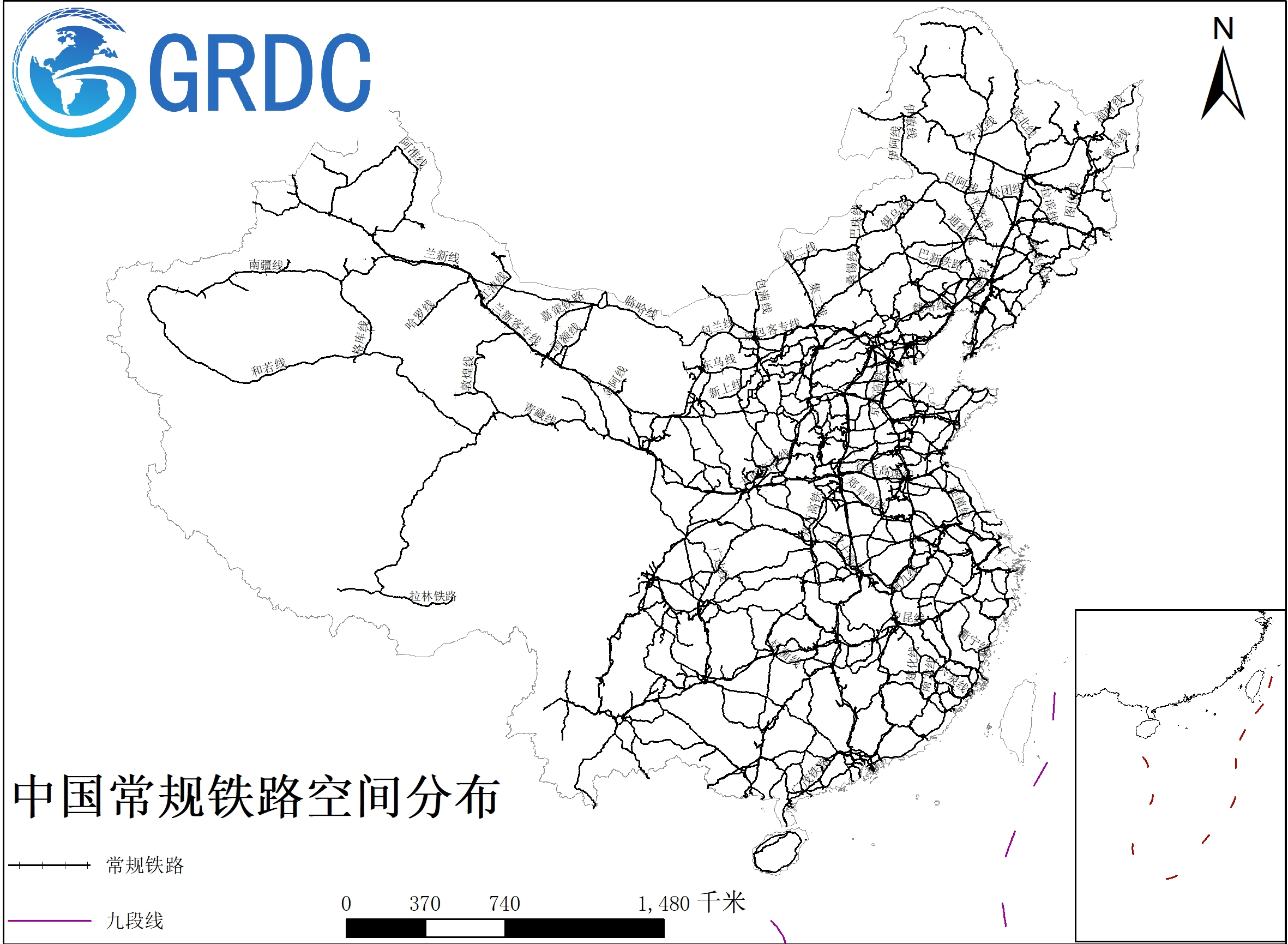 中国常规铁路空间分布