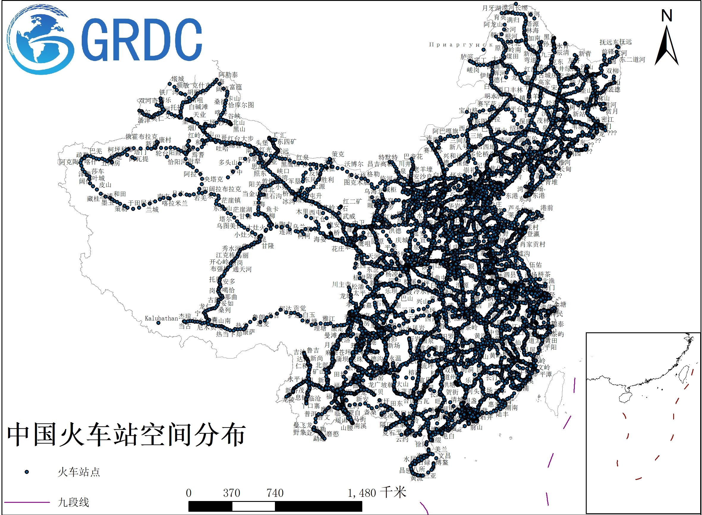 中国火车站空间分布