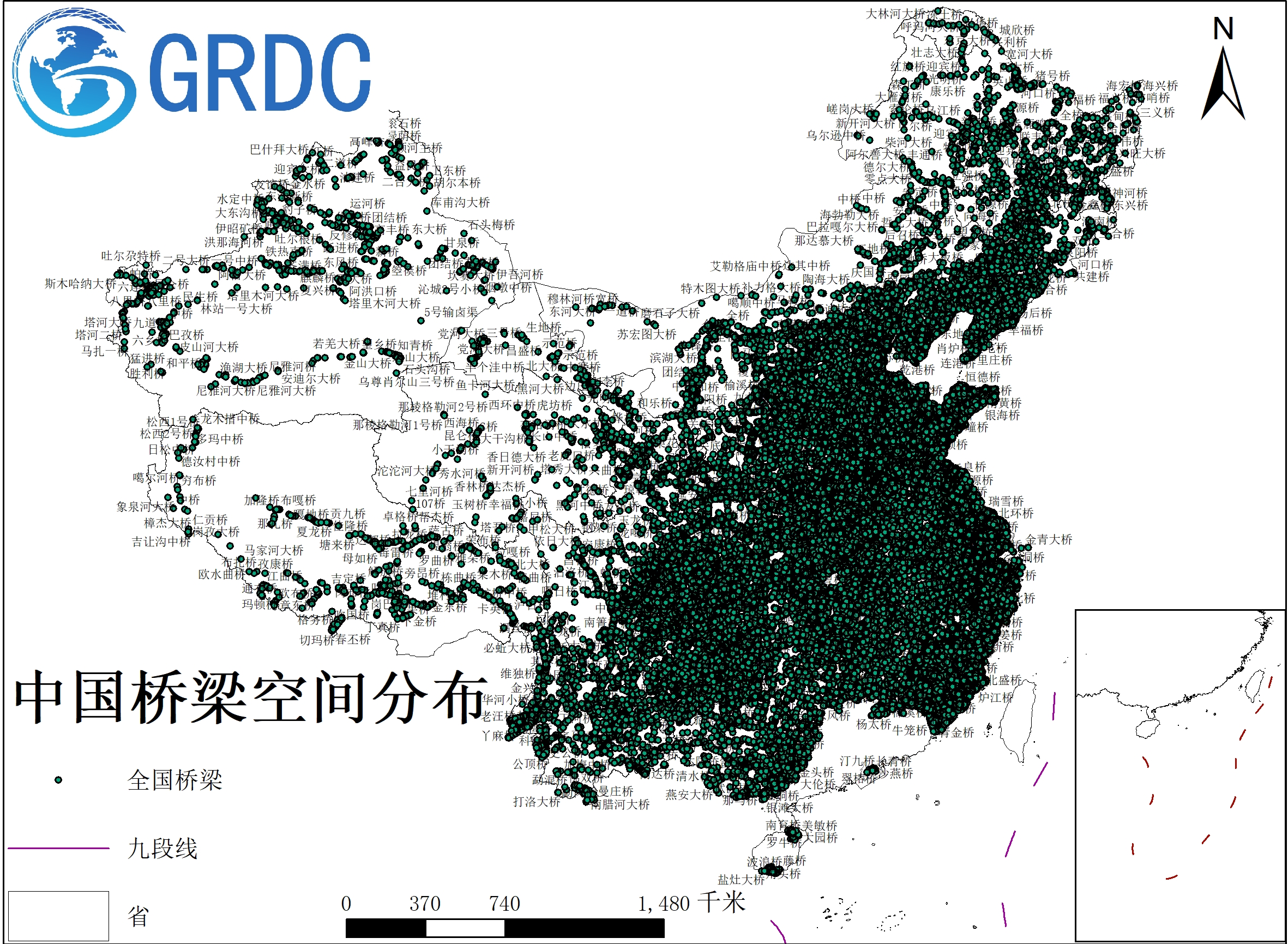 中国桥梁空间分布数据
