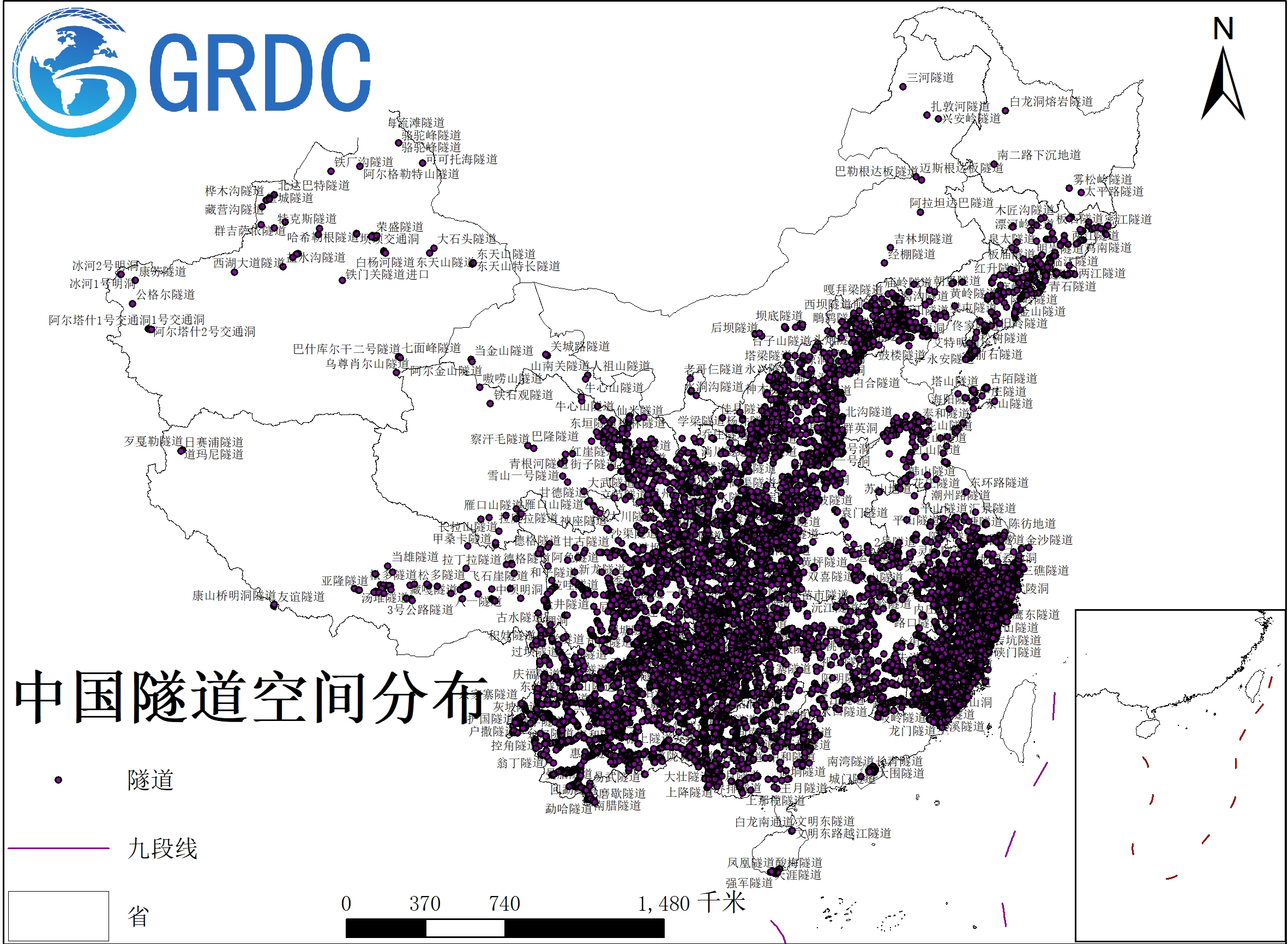 中国隧道空间分布