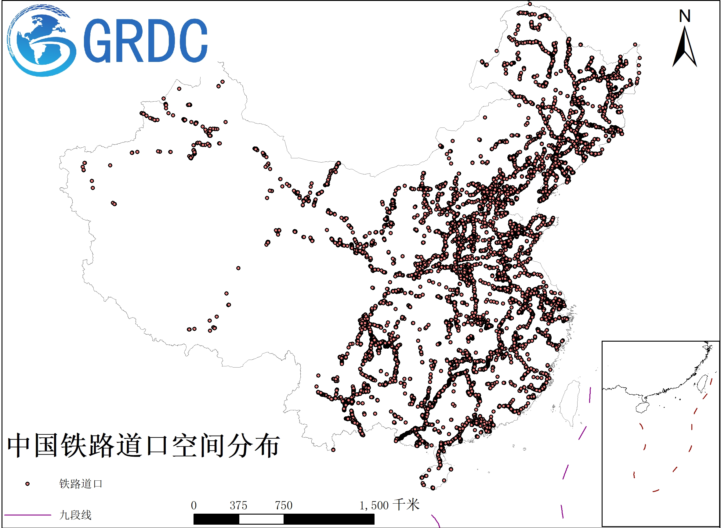 中国铁路道口空间分布