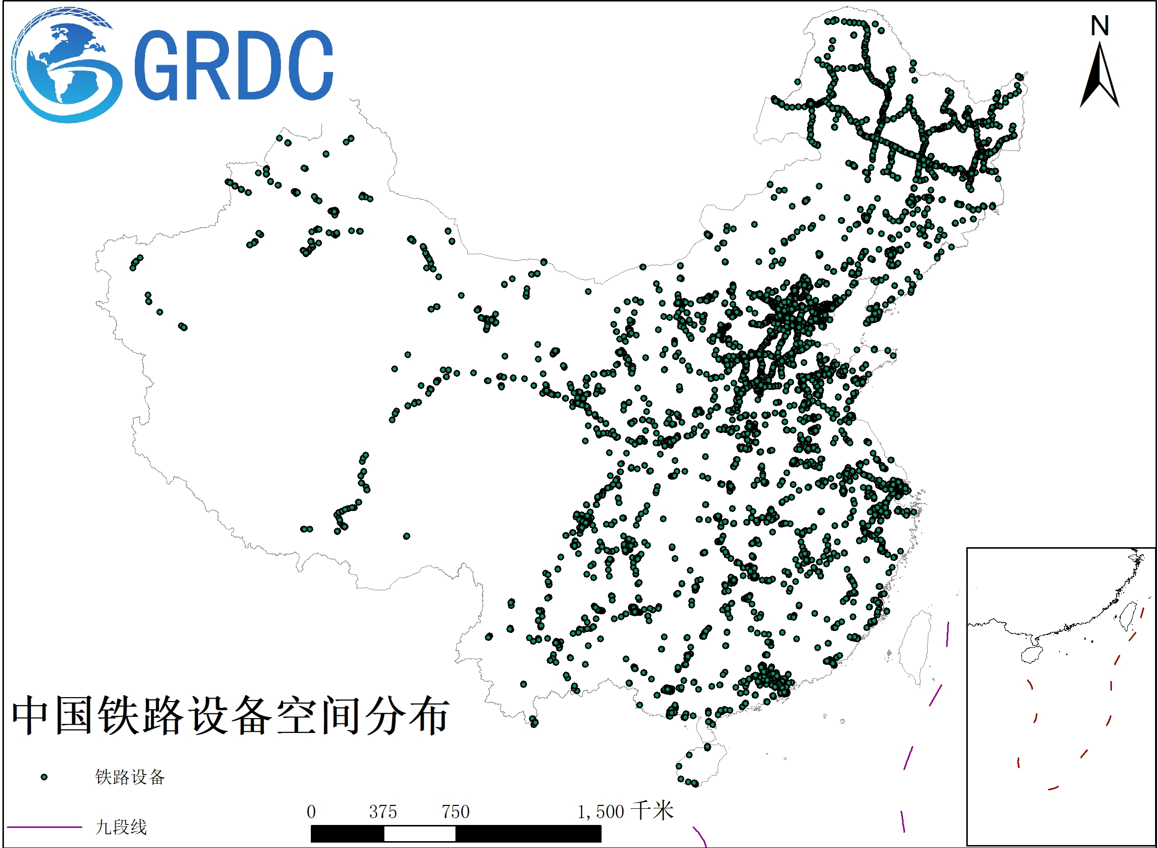 中国铁路设备空间分布