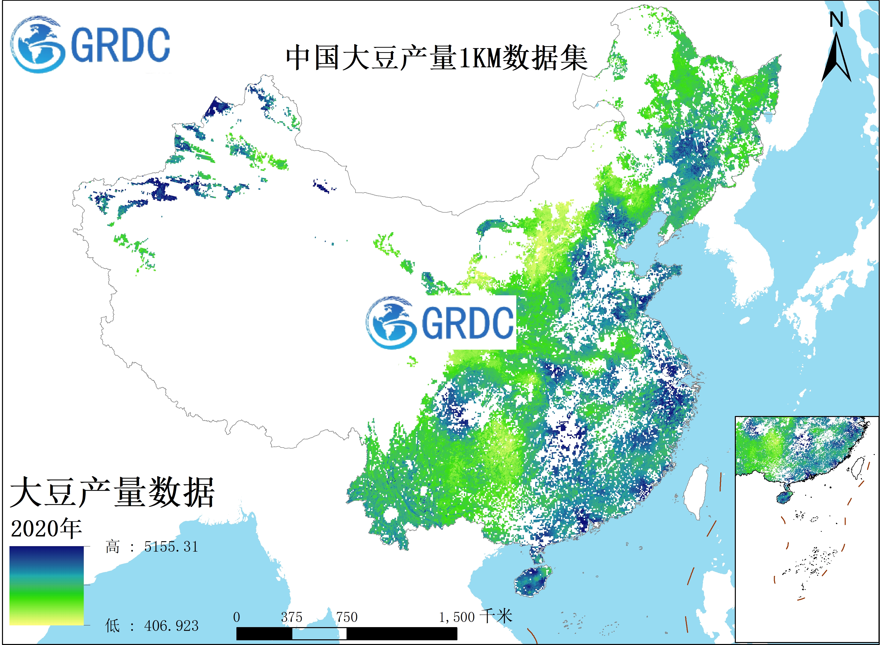 中国大豆产量1KM数据集