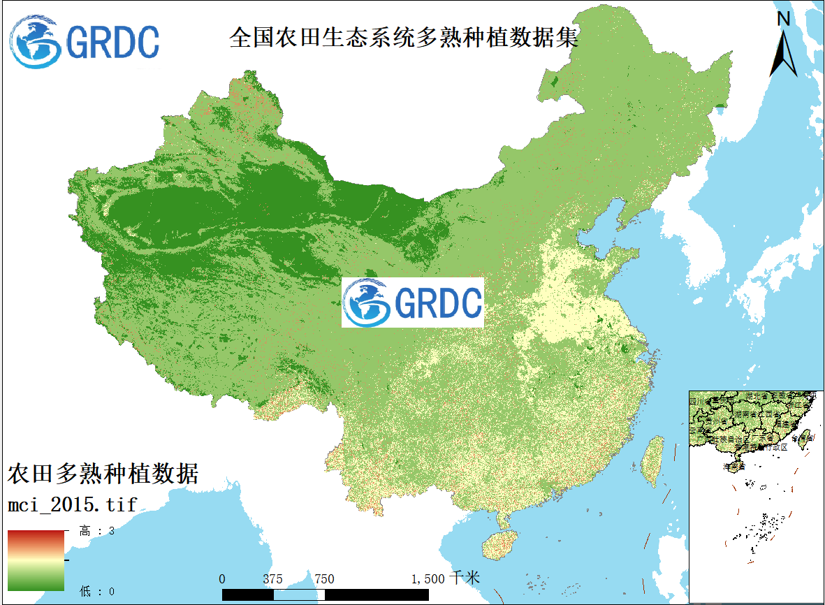 全国农田生态系统多熟种植数据集（2000-2015）
