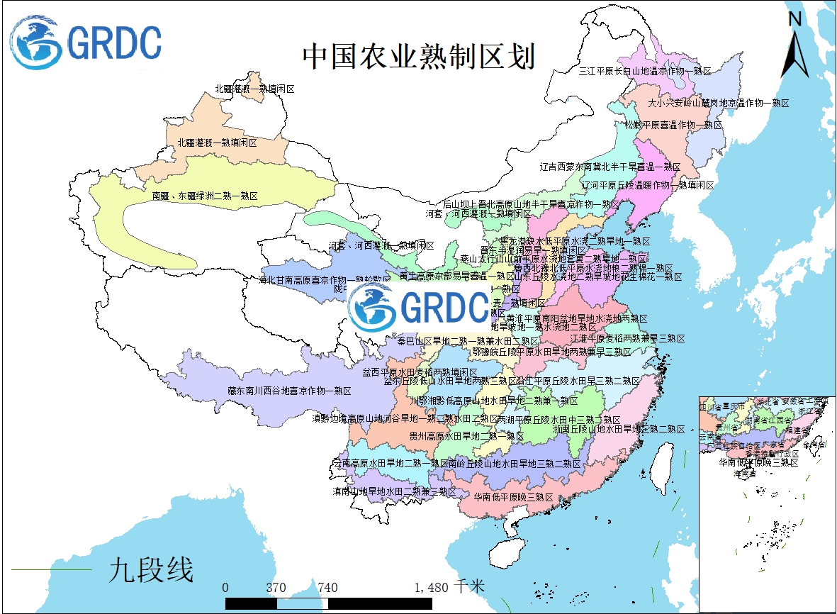 中国农业熟制区划数据
