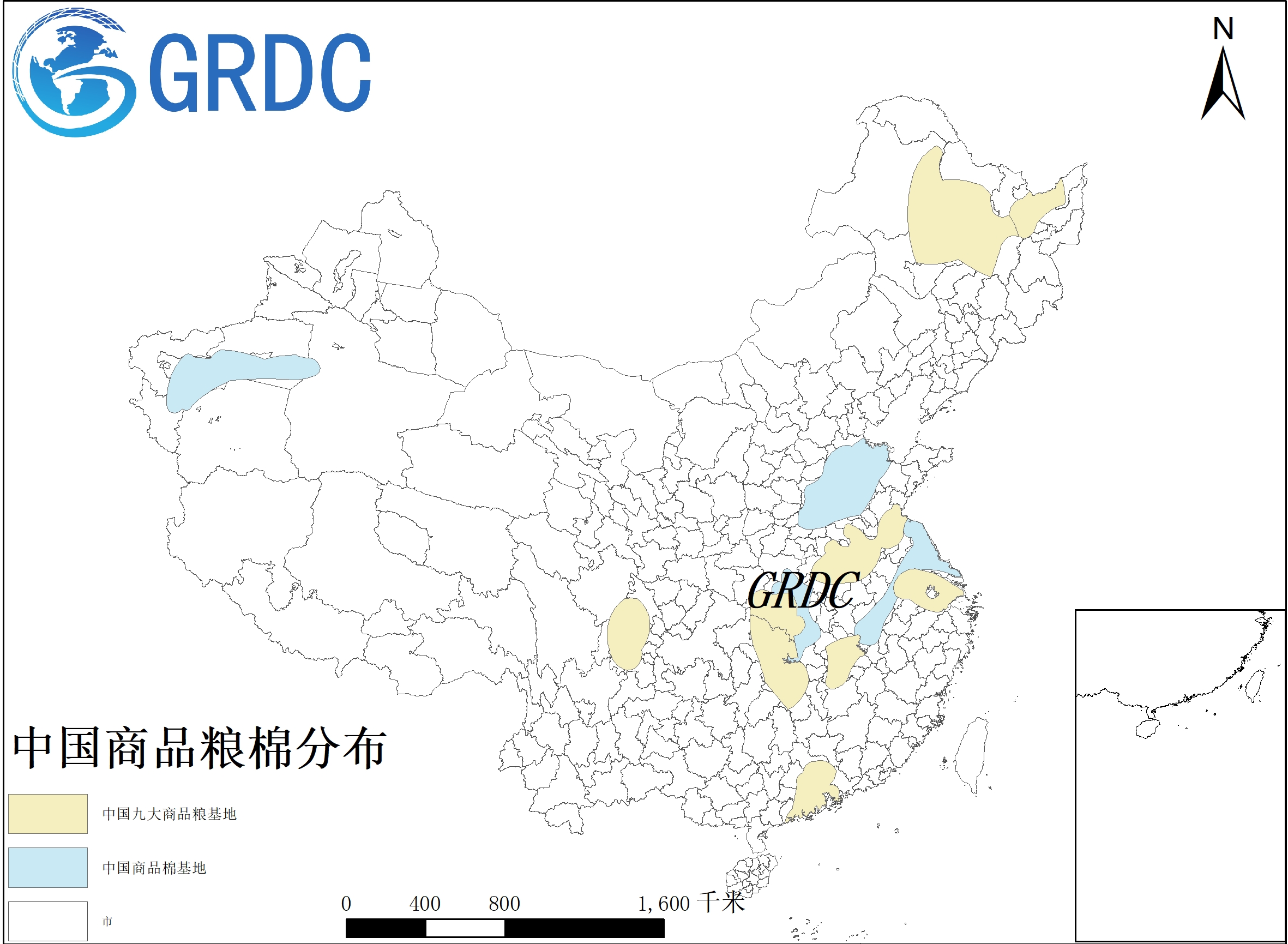 中国商品粮棉基地空间分布