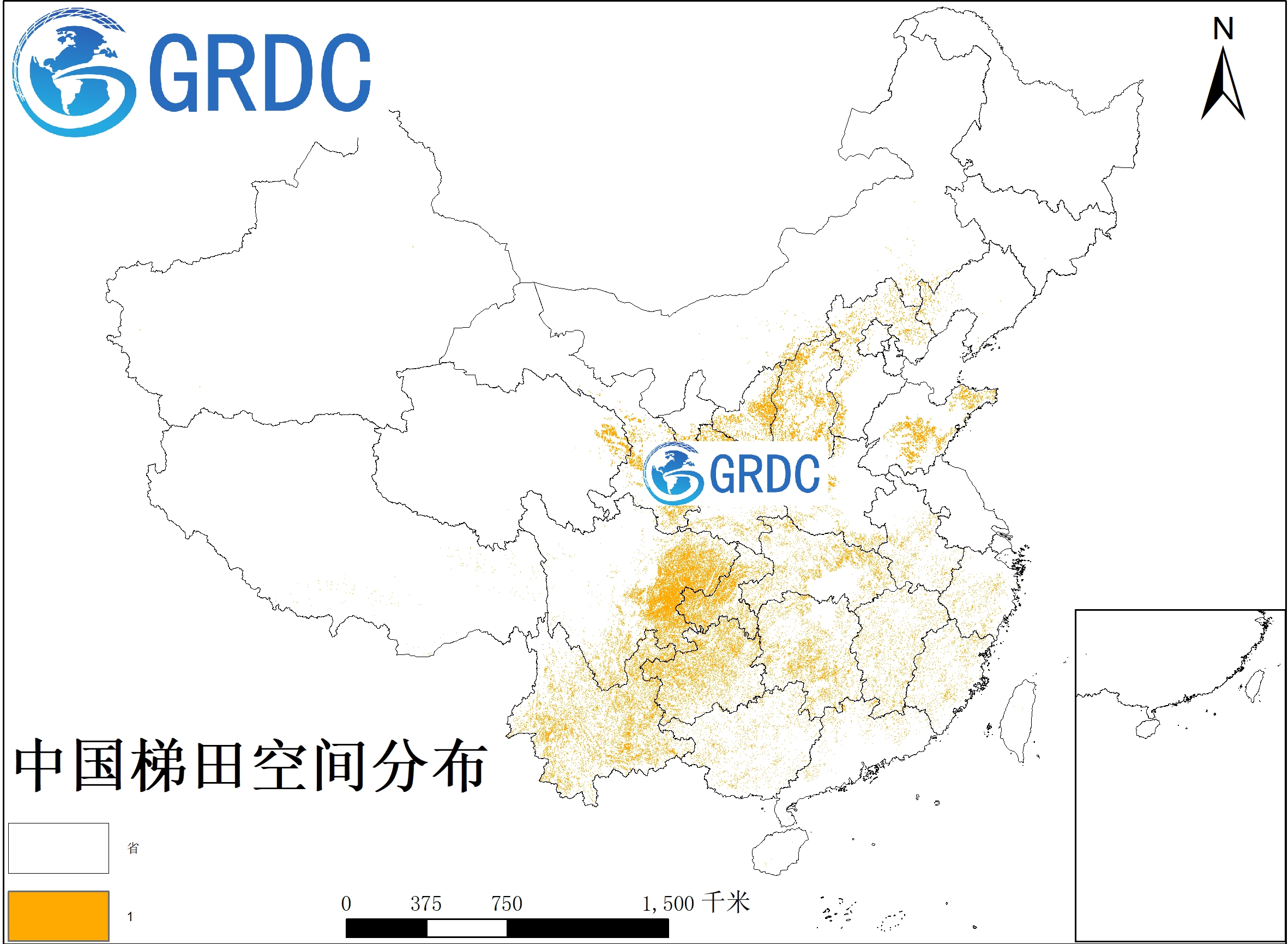 中国梯田空间分布