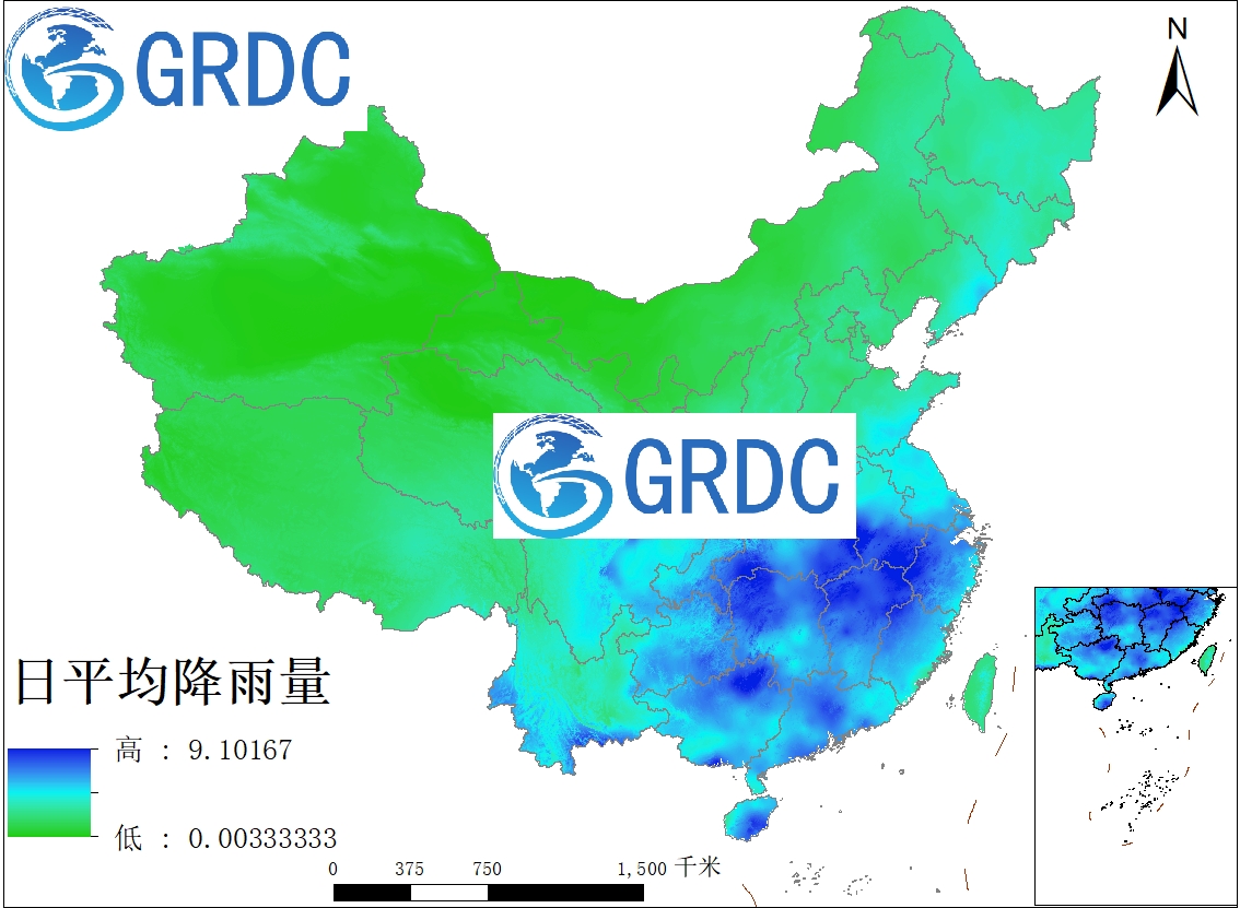 全国1KM分辨率年度日均降水量数据集
