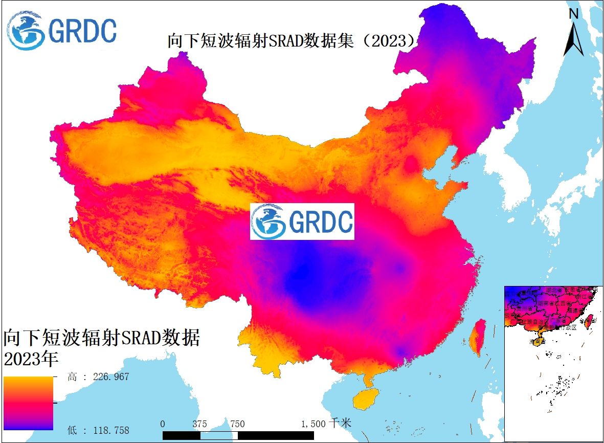 中国区域向下短波辐射SRAD年数据集(2000-2023)