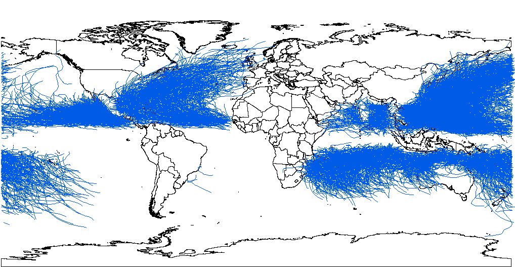 全球历史热带气旋路径数据集