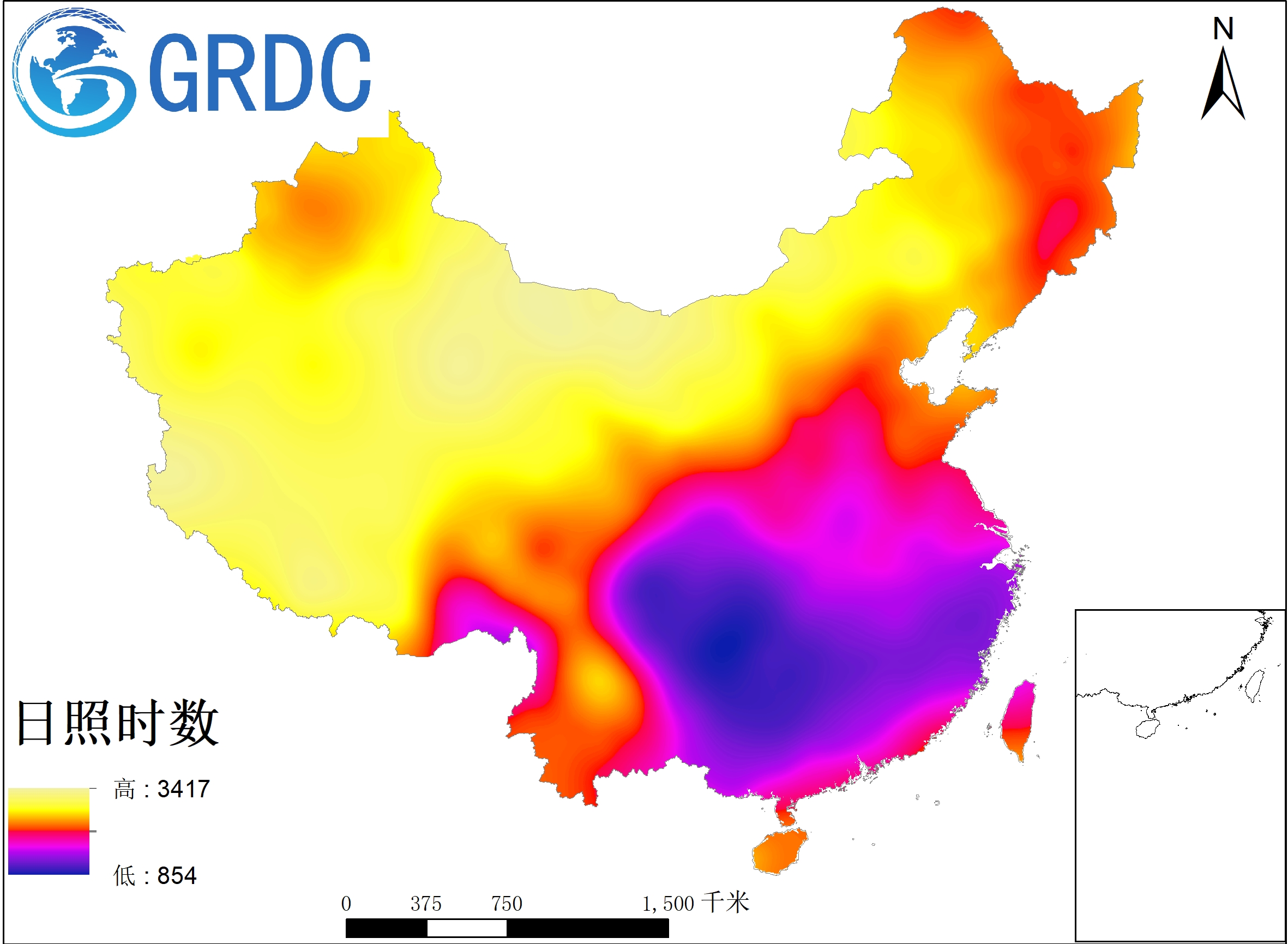 1981-2020年全国1km分辨率日照时数数据集