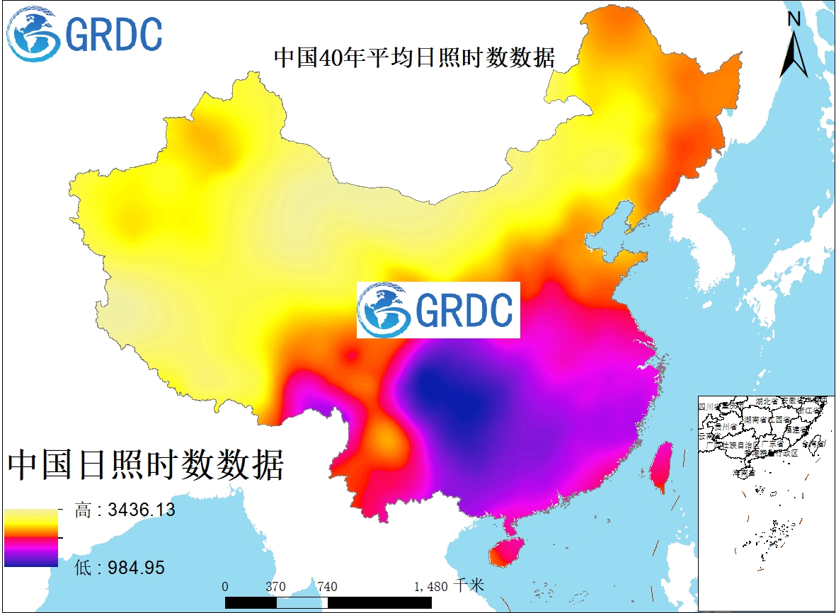 中国40年平均日照时数数据