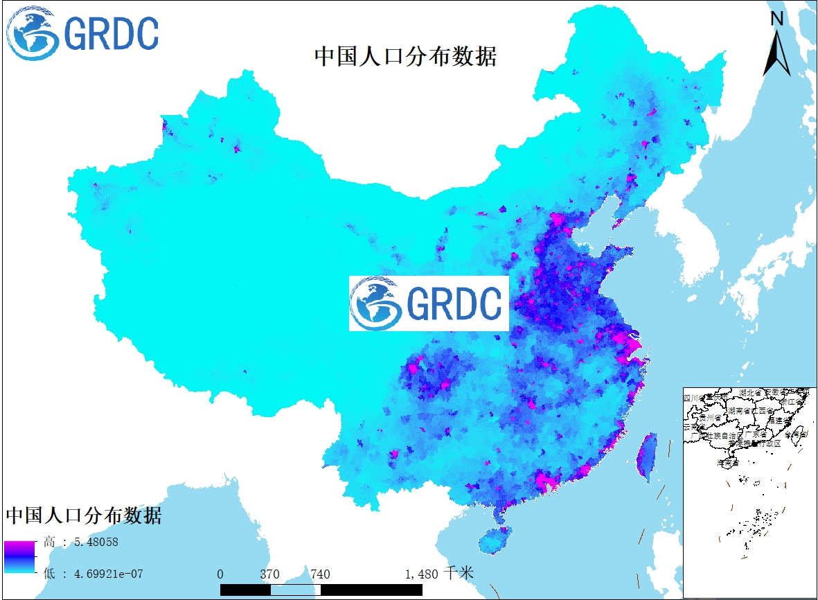 中国人口空间分布公里网格数据集