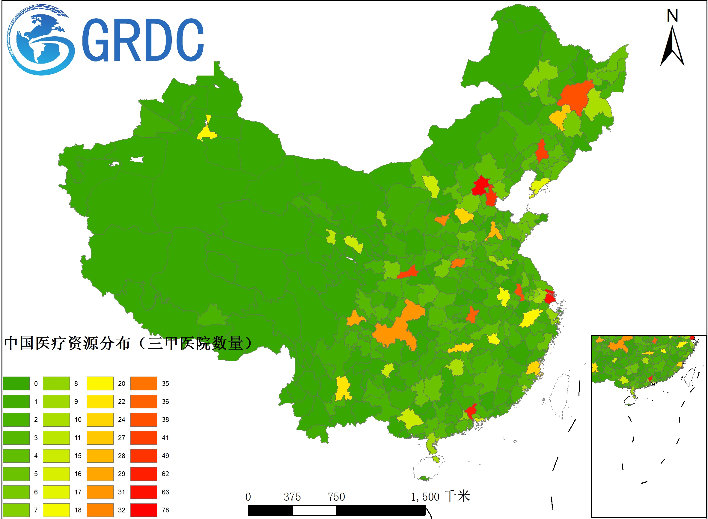 中国城市医疗资源分布