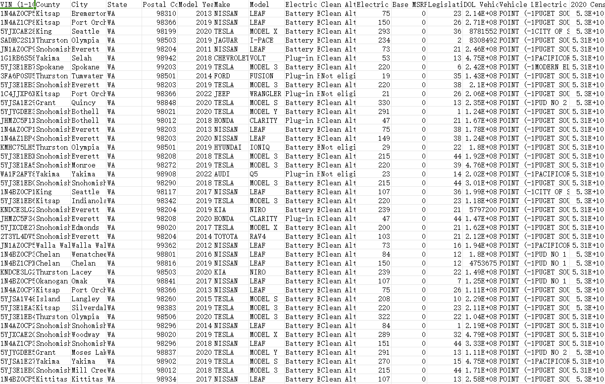 电动汽车登记数据集