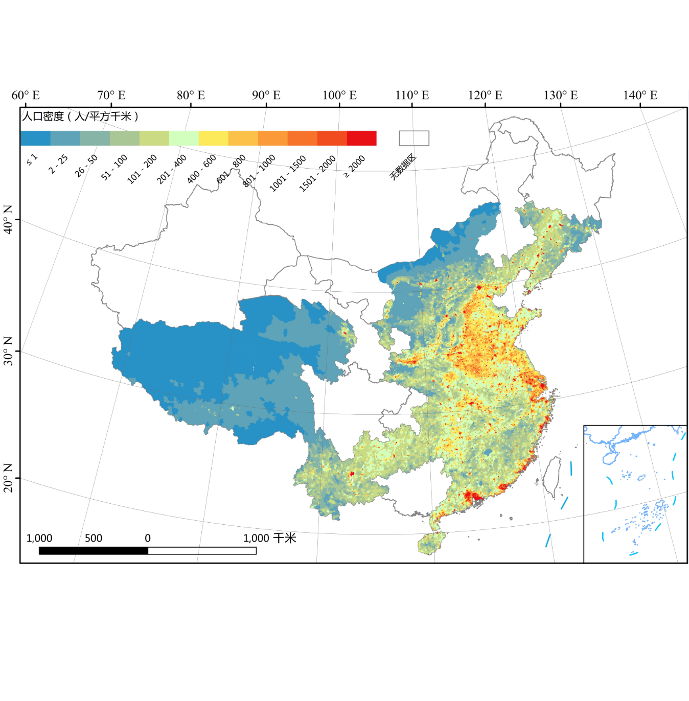 中国27省乡镇级人口密度数据集（2000年）