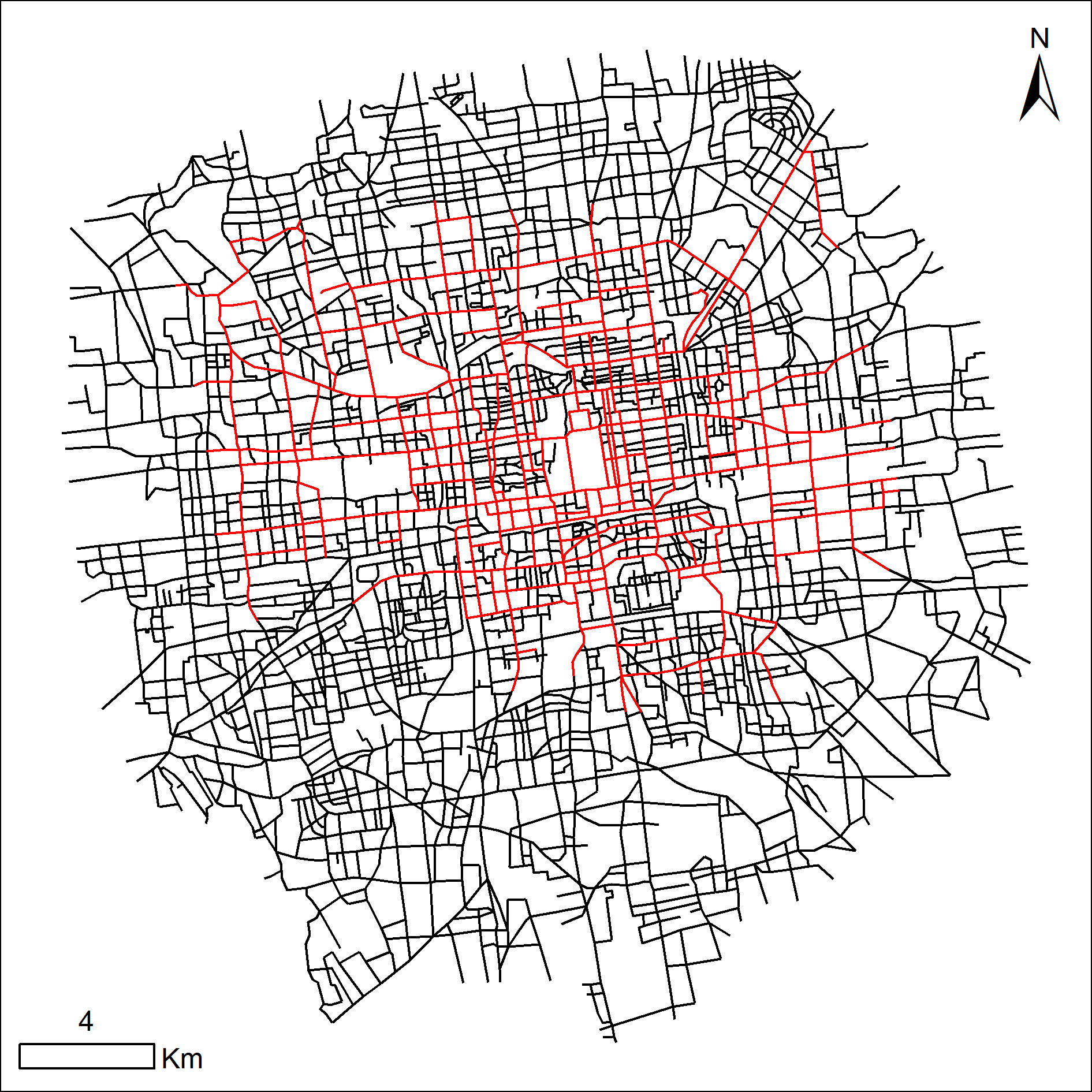 北京五环以内历史街网GIS数据集