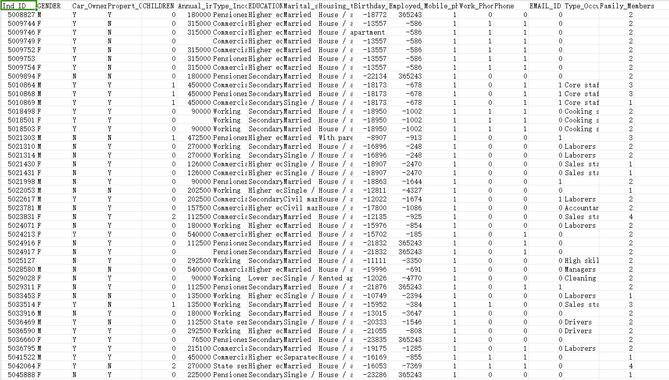 信用卡详细信息二元分类问题