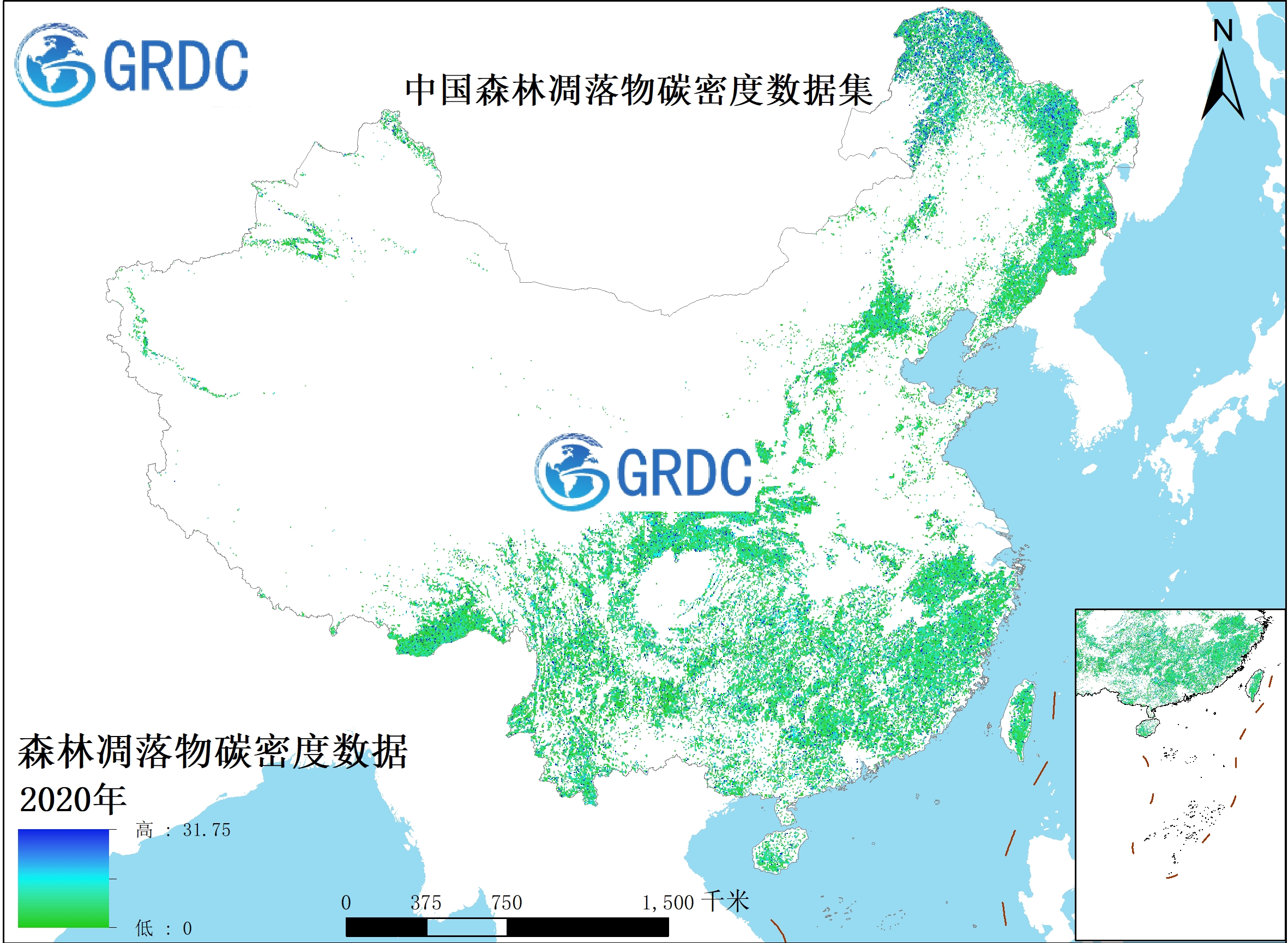 中国森林凋落物碳密度数据集（1982-2020年）