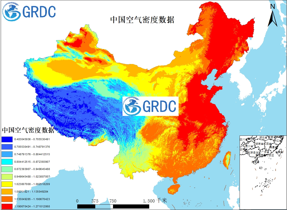 中国高分辨率空气密度数据