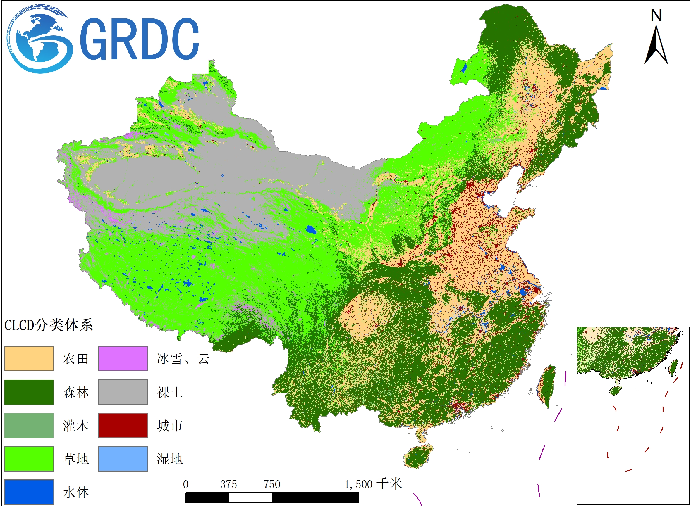 中国1990-2022逐年30m分辨率土地利用分类数据