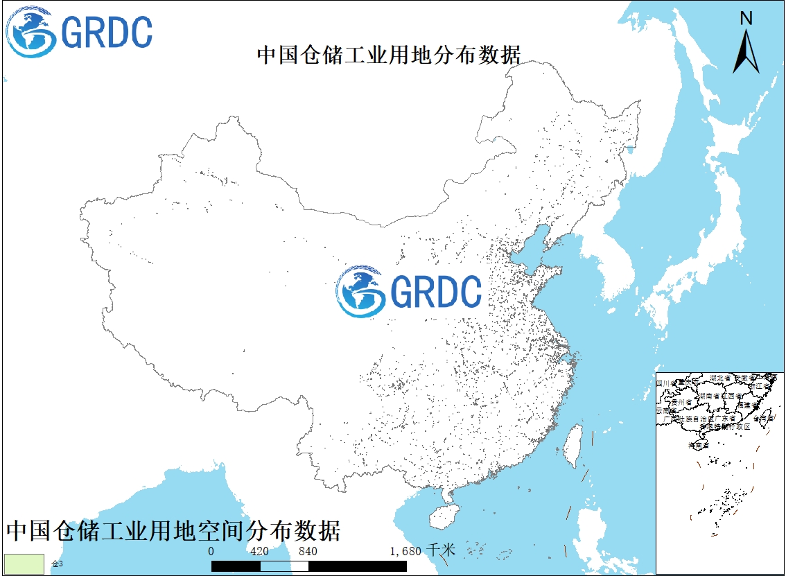 中国仓储工业用地空间分布数据