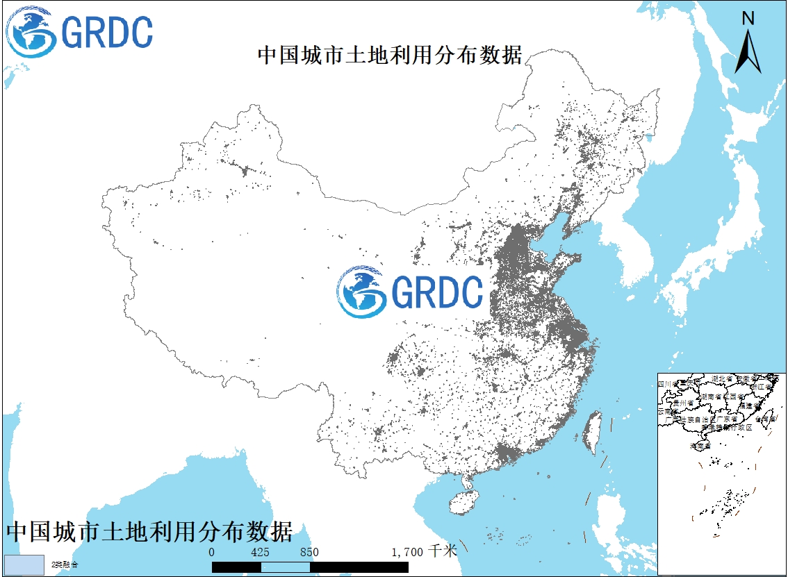 中国城市土地利用空间分布数据